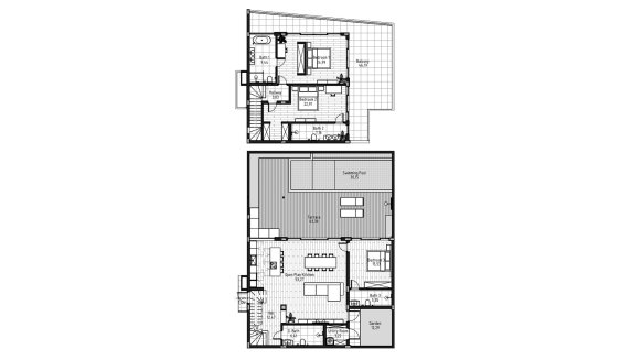 Villa floor plan, 3 bedrooms in Serenity Villas No. 11014 (2D)