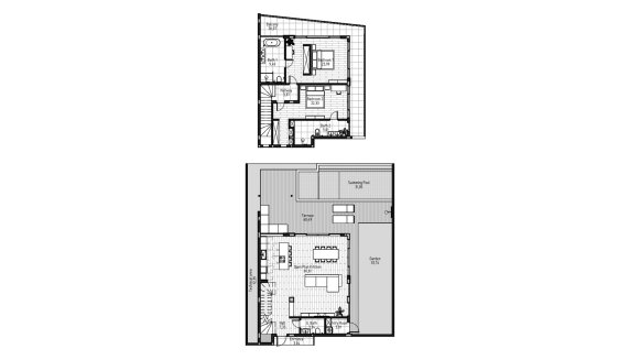 Villa floor plan, 2 bedrooms in Serenity Villas No. 11015 (2D)